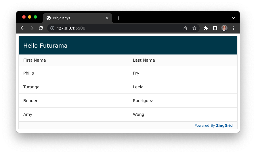 Using Ninja Keys with ZingGrid