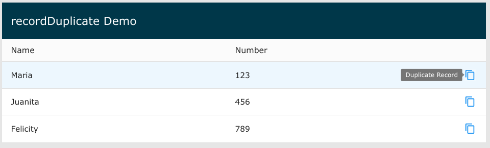 A picture showing the record duplicate feature